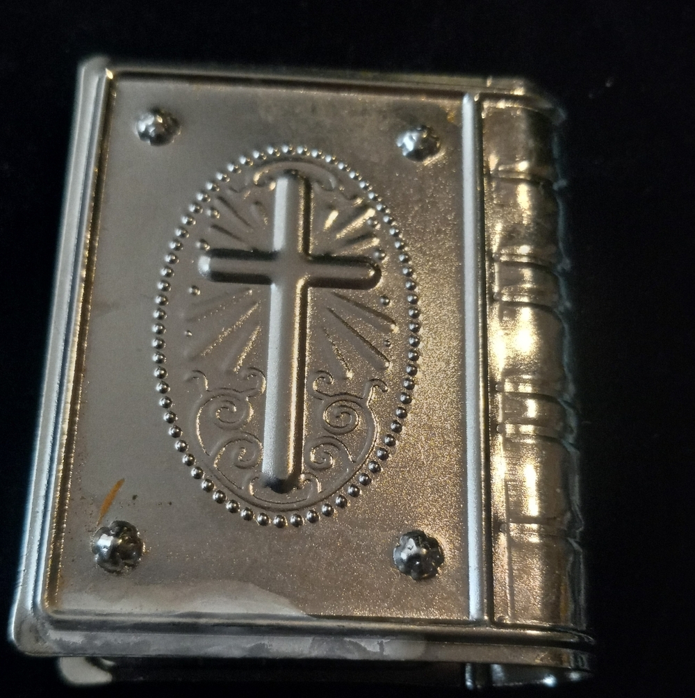 Rome Italy Vatican Silver Color Box Blue ROSARY.Photo POPE. - Picture 3 of 7